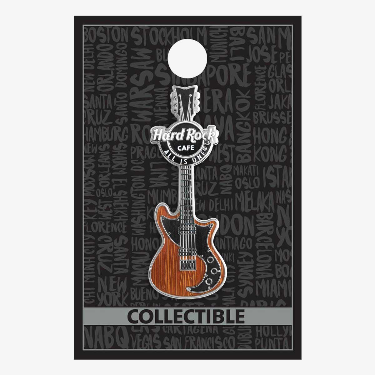 Brand Core Woodgrain Retro Guitar Pin image number 2